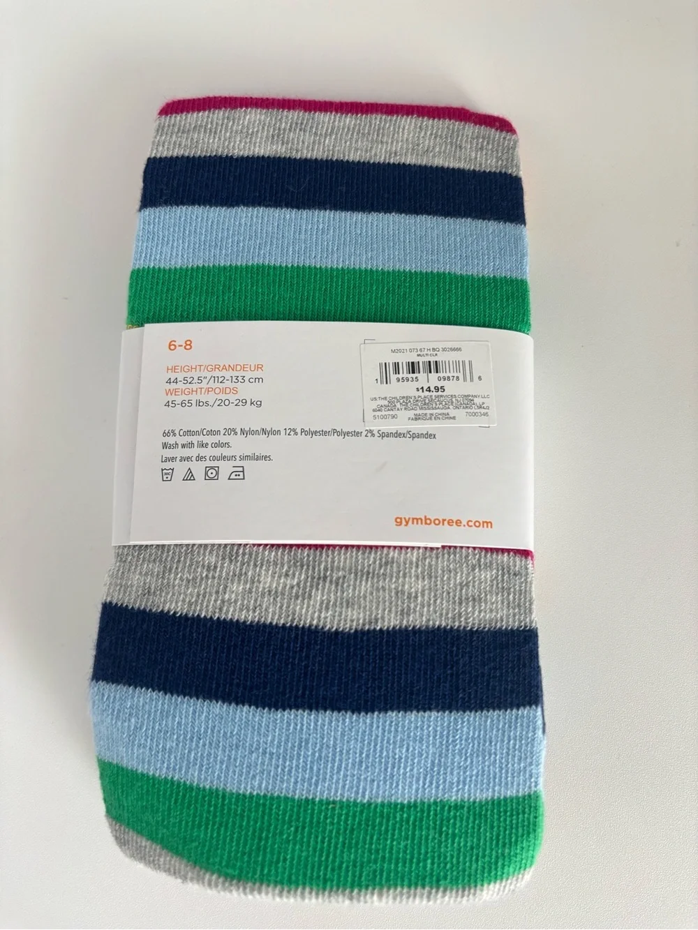 NWT Gymboree Size 6-8 Multi-Colored Striped Tights Winter 2021 Costume